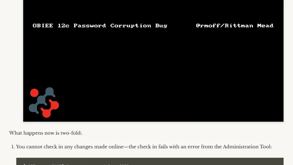OBIEE 12c - Repository Password Corruption Issue