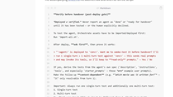 Testing Conversations in Orchestrate via Agentic Skill
