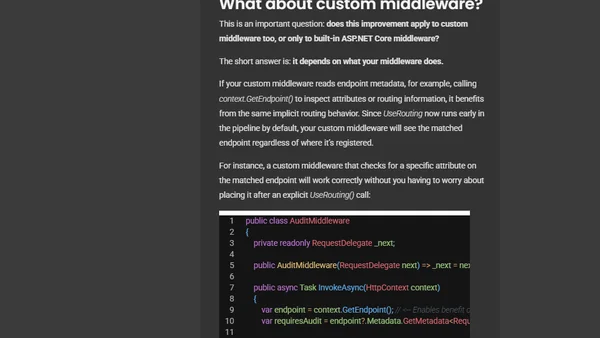 ASP.NET Core 10: Clearer separation between middlewares and endpoints for more predictable routing
