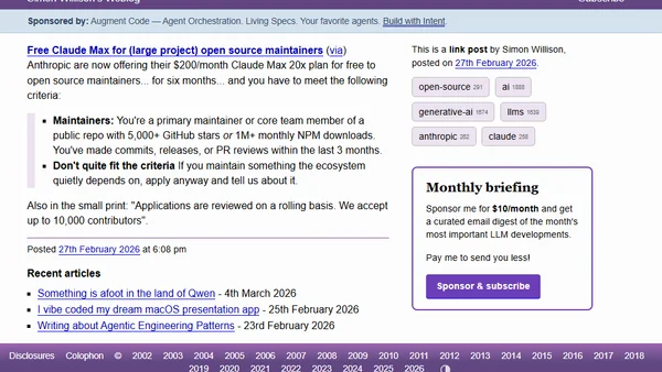 Free Claude Max for (large project) open source maintainers