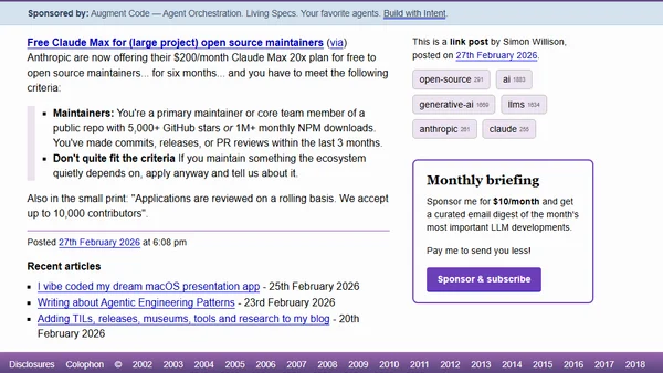 Free Claude Max for (large project) open source maintainers