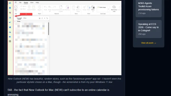No, New Outlook (NEW) still can't subscribe to an online calendar