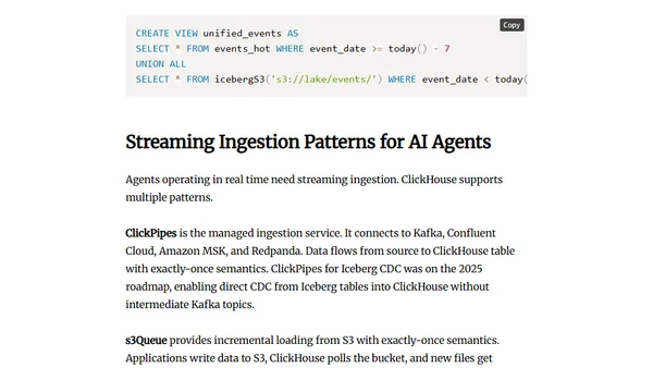 Real-Time Agentic Analytics with ClickHouse