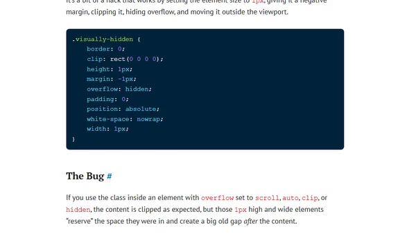 Overflow bug with .visually-hidden class