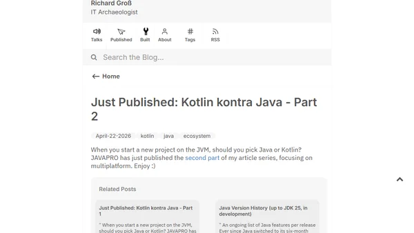 Just Published: Kotlin kontra Java - Part 2