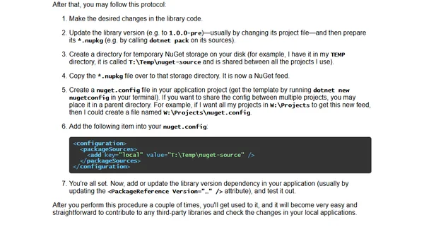 How to work on a third-party NuGet package and verify its work in your application