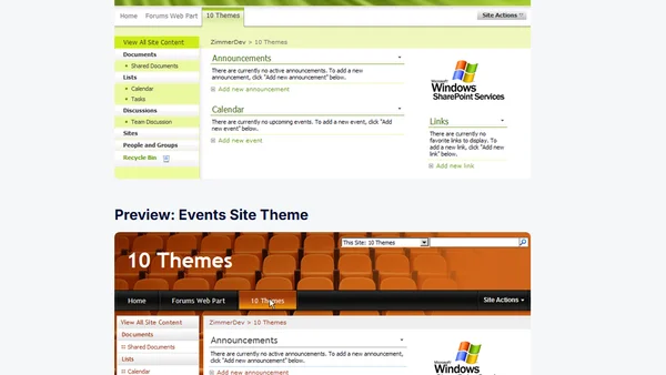 Ten (10) Free SharePoint Themes - Visual Overview