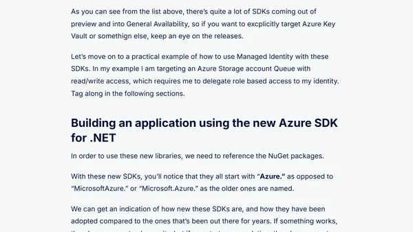 Use the new Azure SDKs with Managed Identities