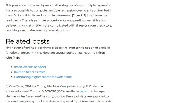 Online (one-pass) algorithms