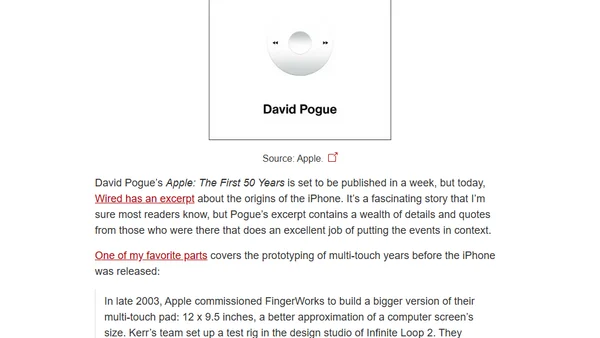 David Pogue Tells the Origin Story of the iPhone in Wired’s Excerpt of His Upcoming History of Apple
