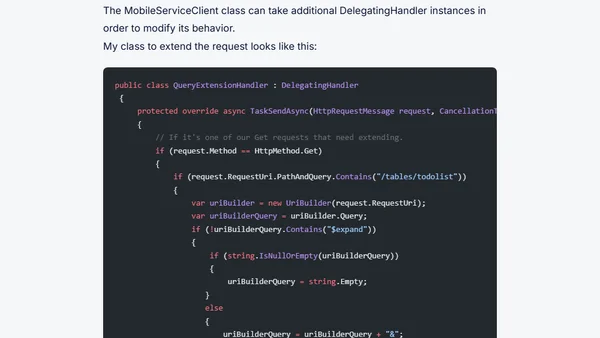 Extending Windows Azure Mobile Services queries to include relational data and optional metadata