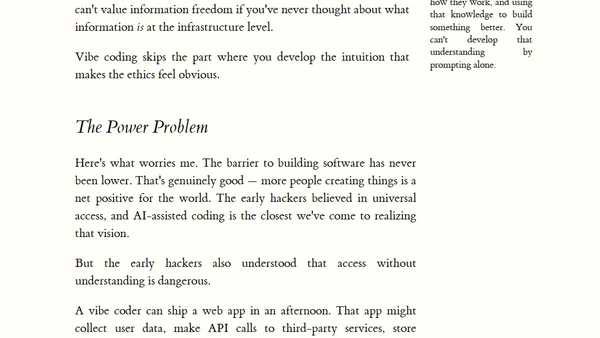 The Hacker Ethic and the Vibe Coder