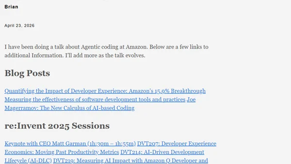 Agentic coding at Amazon Links