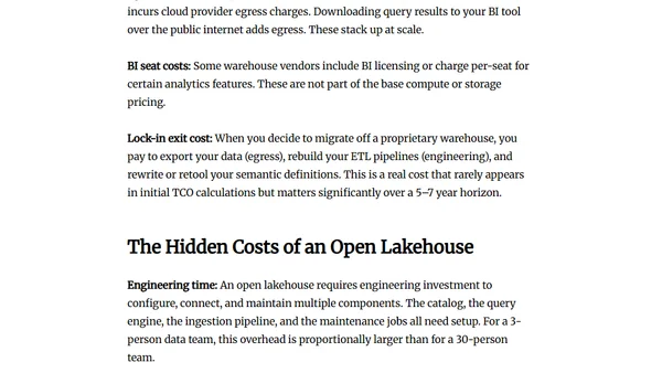 Evaluating the TCO of an Open Lakehouse vs. Proprietary Data Warehouses