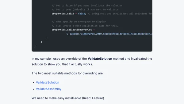 SP 2010: Validate Sandboxed Solutions using SPSolutionValidator