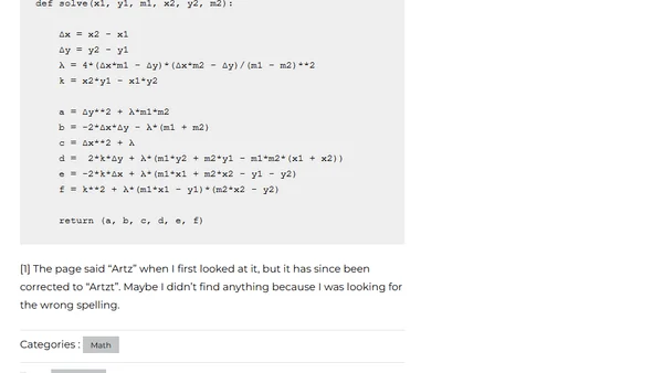 Finding a parabola through two points with given slopes