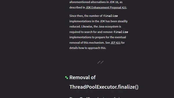 Removal of ThreadPoolExecutor.finalize()