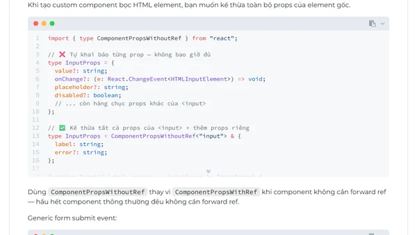 Typing Props và Components Trong React TypeScript: Từ Events Đến Polymorphic