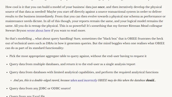 OTN Appreciation Day : OBIEE's BI Server