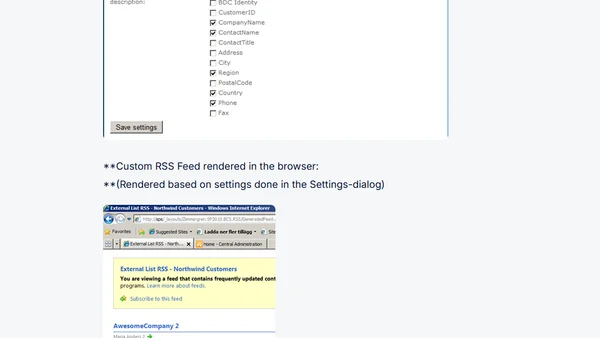 SP 2010: Custom RSS provider for your Business Connectivity Services (BCS) connected External Lists