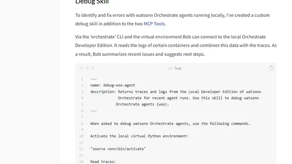 Watsonx Orchestrate Debug Skill for IBM Bob