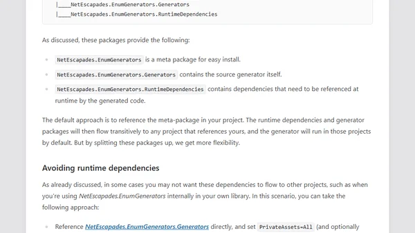 Splitting the NetEscapades.EnumGenerators packages: the road to a stable release