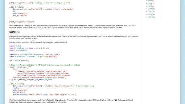 Jak načíst data do Fabric Lakehouse Pythonem, aniž zabijete F2 kapacitu