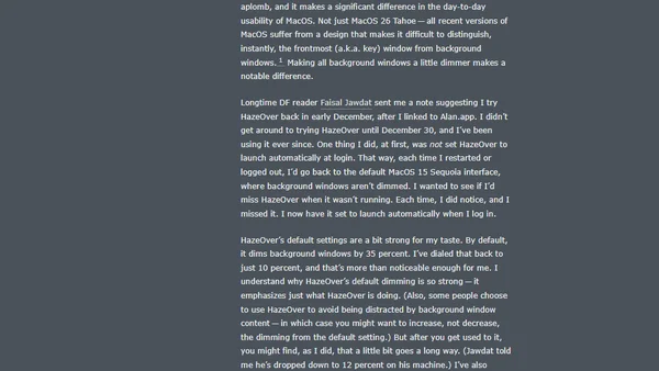★ HazeOver — Mac Utility for Highlighting the Frontmost Window