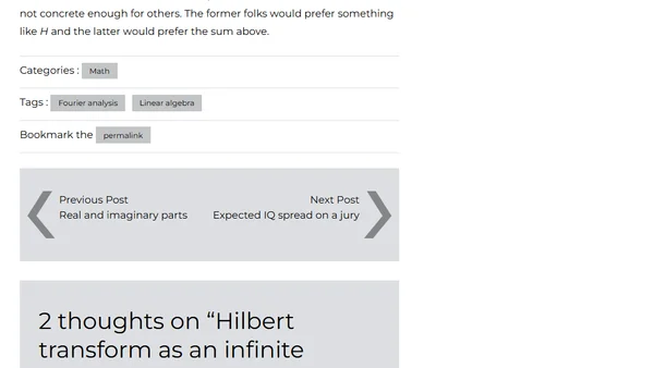 Hilbert transform as an infinite matrix