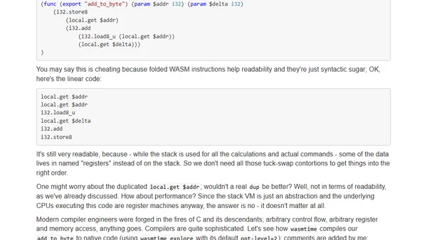 Thoughts on WebAssembly as a stack machine