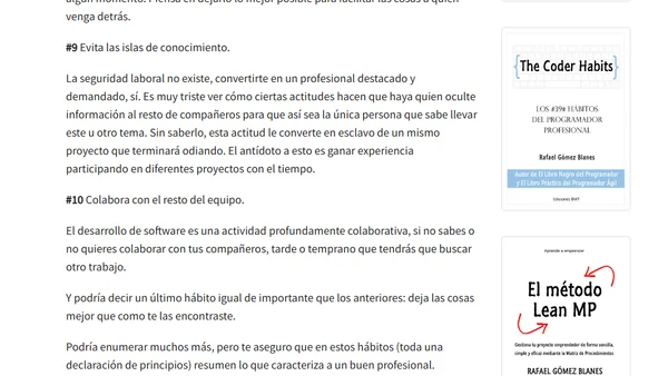 Los 10 hábitos de un buen desarrollador de software