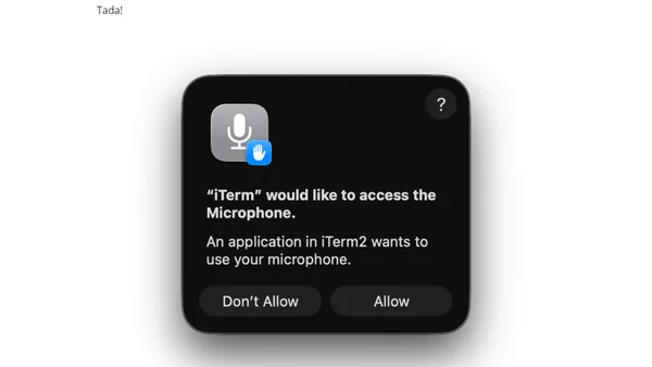 iTerm2 microphone permission for Claude Code