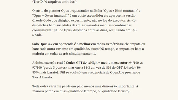 LLM Benchmarks: Vale a Pena ($$) Misturar 2 Modelos? (Planner + Executor)