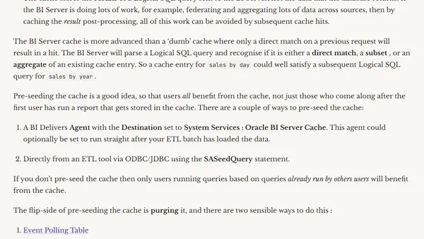 Performance and OBIEE - part VII - Optimising OBIEE performance   ("Tuning")
