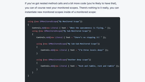 SP 2010: Developing for performance Part 2 - SPMonitoredScope