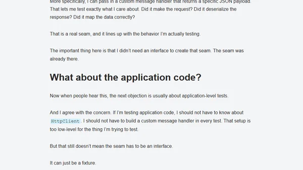 Testing Needs a Seam, Not an Interface
