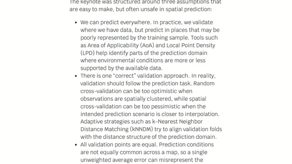 Rethinking Validation for Spatial Machine Learning: Takeaways from the Talk