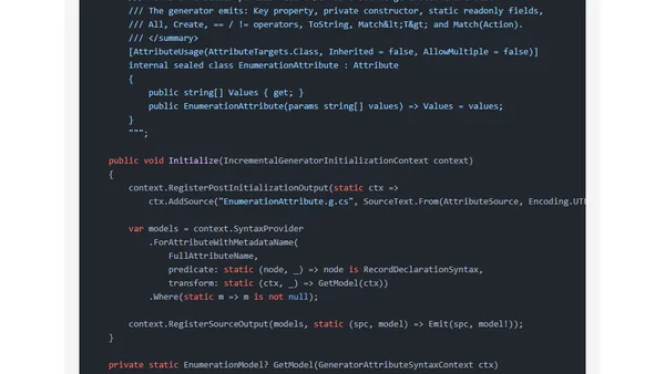 Source code generated string enums with exhaustion support