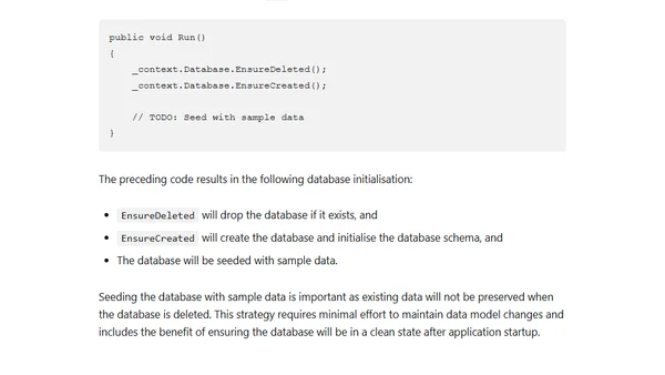 Database Initialisation Strategies for Entity Framework Core
