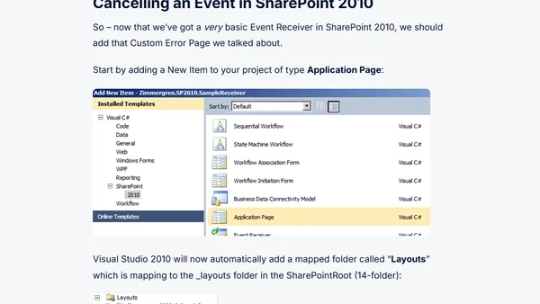 SP 2010: How To - Event Receivers and Custom Error Pages