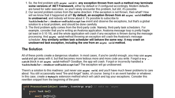 Why is `async void` Wrong and What To Do Instead?