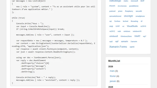Azure AI - Créer un chatbot contextuel avec Azure OpenAI + mémoire conversationnelle en C#