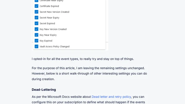Get notified of changes in Azure Key Vault by using Event Grid