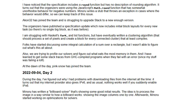 Report from ICFP Contest 2022