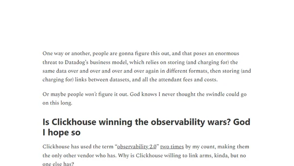 Have you heard? Clickhouse is winning the observability wars!