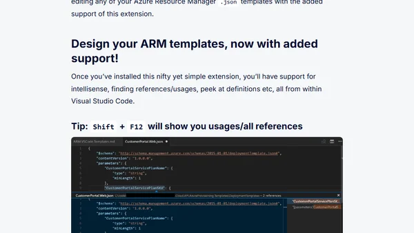 Azure Resource Manager tools for Visual Studio Code