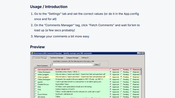 CKS EBE – Comments Manager – Version 1.1.0.0