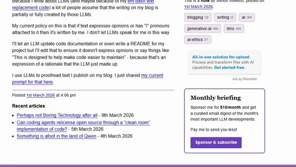 My current policy on AI writing for my blog