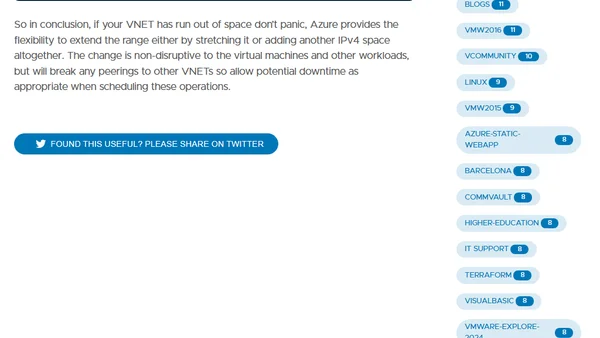 Handling a full Azure VNET