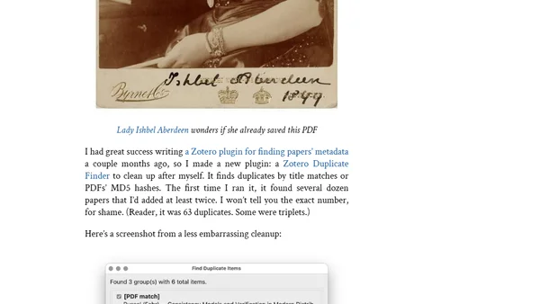 Deduplicate Your Zotero Library: A Plugin For The Forgetful Scholar